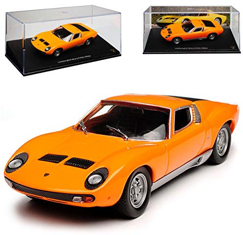 Atlas Lamborgihini Miura P400 Coupe Orange 1966-1975 1/43 Modell Auto mit individiuellem Wunschkennzeichen