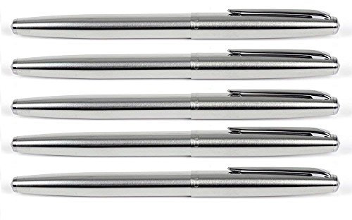 Gullor 5 PCS Stainless Steel EF Nib Classic Fountain Pens Set with Ink Converters