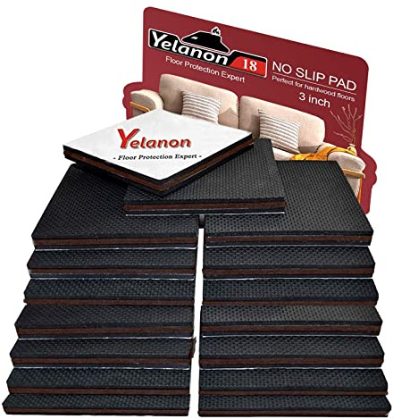 Yelanon 18 Pcs Furniture Pads Floor Protectors Rubber Feet