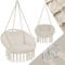 tectake® Columpio Jardín Exterior, Silla Colgante con Cojín Grande y Mullido, Sillón Balancín con Estructura Estable de Acero, Hamaca Colgante para Interior y Exterior, Trenzado en Algodón - Beige