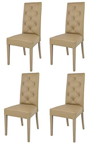t m c s Tommychairs - 4er Set Moderne Stühle Chantal für Küche und Esszimmer, robuste Struktur aus lackiertem Buchenholz Farbe Cappuccino, gepolstert und mit Kunstleder Farbe Cappuccino bezogen