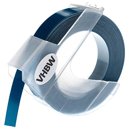 vhbw 1x 3D Prägeband-Schriftband-Kassette kompatibel mit Dymo 1610, 1575, 1595GY, 1745, 1755 Etiketten-Drucker 3m x 9mm Weiß auf Dunkelblau