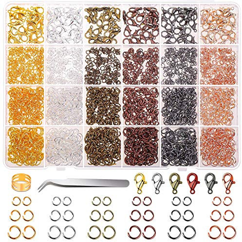 cridoz Sprungringe, 2340 Stück offene Ringe und Karabinerverschlüsse, Schmuck-Set zur Schmuckherstellung für Halsketten und Schmuck