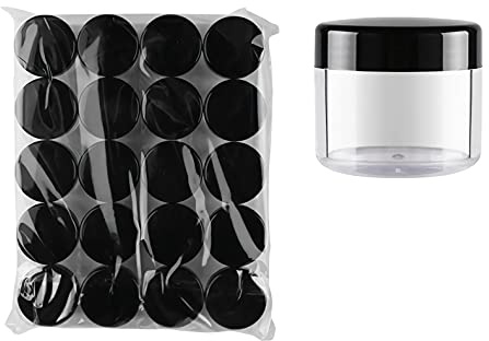 TIANZD 20 Stück Leere Transparent Acryl Dose 20 ml Kleine Leerdose Plastikdose Schraubdose Kosmetikdose mit Schwarz Schraub-Deckel Blechdosen für Nailart Lippenbalsam Kosmetische Behälter