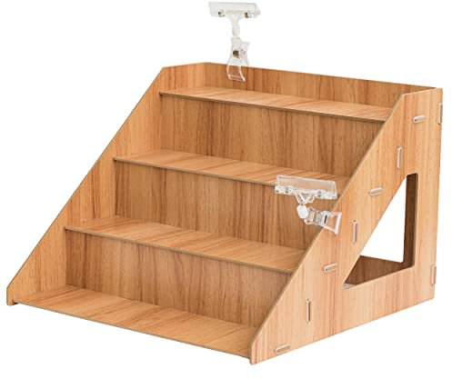 Tapeera 4-Tier Retail Wooden Display Riser - Farmers Market Craft Fair Rack Candle Soap Stand For Shows Wood Countertop Pop Up Shop Tumblers Cupcakes Candy