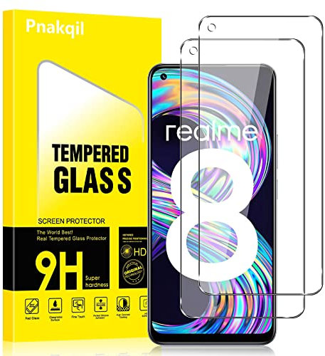 Pnakqil Lot de 2 Verre Trempé pour Realme 8/Realme 8 Pro 4G,HD Film Protection écran,9H Dureté,Anti Rayures,Sans Bulles,Ultra Transparent Clair Vitre pour Realme 8/Realme 8 Pro 4G 6.4 Pouces