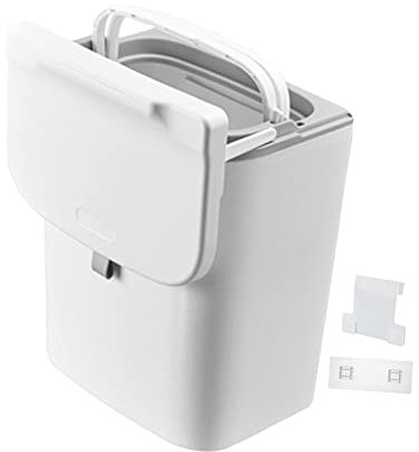 Milageto Cubo de basura para colgar debajo del fregadero con tapa de montaje en pared para puerta de armario interior, Poste blanco 9L
