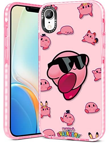 Qerrassa Pink Kirb for iPhone XR 6.1 Case Cute Cartoon Character Girly for Girls Kids Women Phone Cases Anime Fun Design Kawaii Fashion Soft TPU Bumper Protective Case for iPhone XR 6.1 Inches