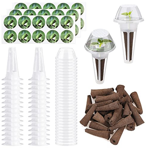 Mokylor 120 Pcs Seed Pods Kit, Hydroponic Garden Accessories Plant Pod Kit with 30 Grow Baskets, Grow Sponges Labels and Domes Compatible with IDOO, QYO, LYKO