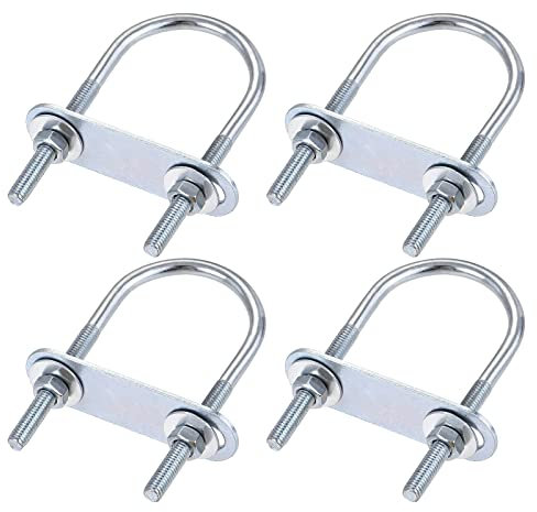 QUARKZMAN M6x40x90mm Redondo U Perno x 4 Juegos Acero U Perno para Eje y Remolque Hoja y Tubo, [Plateado Tono]