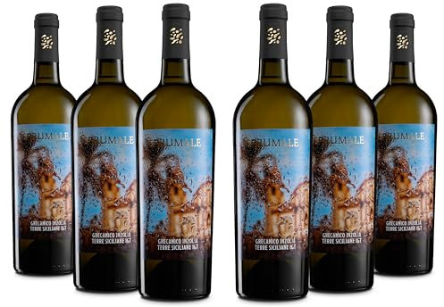 Brumale Vino Bianco Grecanico Pinot Grigio Terre Siciliane IGT, Gusto Ricco e Profumo Fruttato, 12% Vol, Confezione con 6 Bottiglie da 750 ml