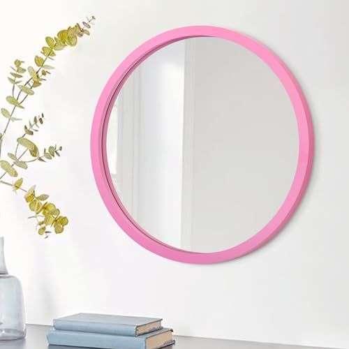 JJUUYOU Circle Wall Mirror Round Mirror for Bathroom Small Circular Mirrors Washroom Wall Mounted Wood Frame Mirrors for Living Room Decor Bedroom Dorm