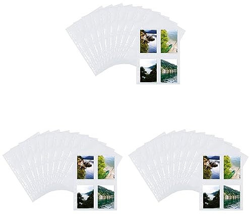 HERMA 7583 Fotophan Fotosichthüllen weiß (9 x 13 cm hoch, 10 Hüllen, Folie) mit Eurolochung für Ordner und Ringbücher, beidseitig bestückbare Fotohüllen (Packung mit 3)