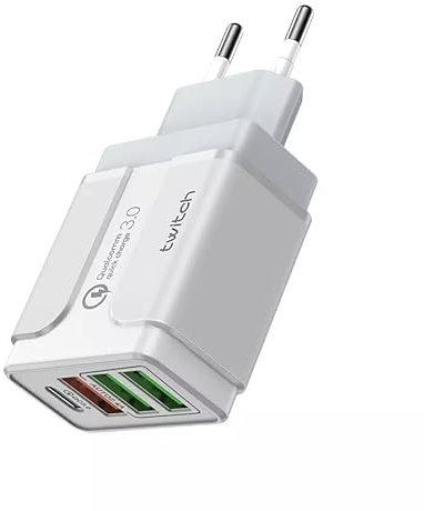Chargeur USB Multiple Charge Rapide et sûre. 4 Ports USB compatibles avec Tous Les téléphones Portables, tablettes, Ordinateurs Portables, y Compris iPhone, Galaxy, Note, Xiaomi, Huawei