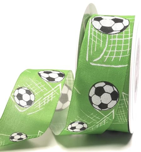 s.dekoda Schleifenband 20m x 40mm Fußball Ball Grün Dekoband Kinder Motivband [D1604]