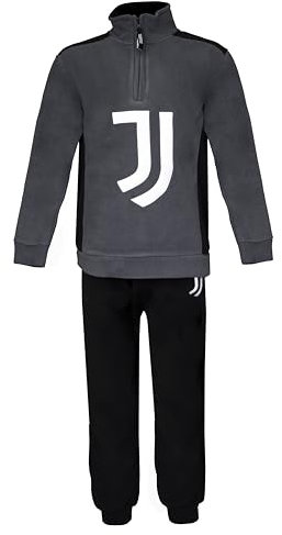 hermet Pigiama Juventus, in Pile, Maglia Maniche Lunghe Pantalone, Pigiama Juventus per Bambino o Ragazzo, Full Zip, Nero, Taglia 12 Anni
