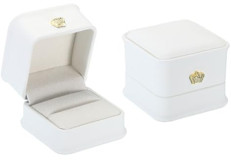 PATIKIL Samt Ringbox, 2er Pack Hochzeitsringbox Vintage Schmuckhalter für Verlobung, Antrag, Zeremonie, Jubiläum, Stil 4, Weiß