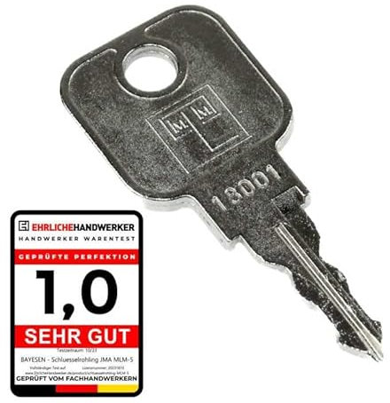 bayesen Nachschlüssel passend für MLM EuroLocks BISLEY L&F - Schließung 18001 bis 18100 - für Hebelzylinder, Möbelschlösser und Schrankschlösser - Ersatzschlüssel & Zusatzschlüssel nach Code [18017]