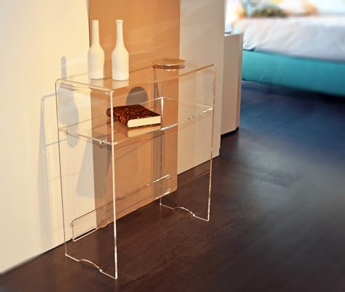 Slato Borea Console en cristal acrylique transparent, meuble d'entrée, table salon, salle d'attente, bureau, modifications de design, fabriqué en Italie