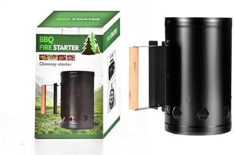 Alomejor Anzündkamin aus Edelstahl mit Hitzebeständigem Holzgriff Zum Grillen Im Freien