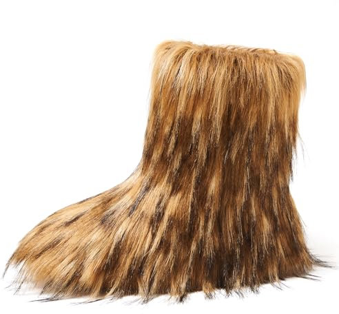 Shenduo Stivali Donna in Pelliccia Pelosi Sintetica, Stivali da Neve Invernali Corti Stivali Altezza caviglia Confortevole D9368 Marrone 39EU