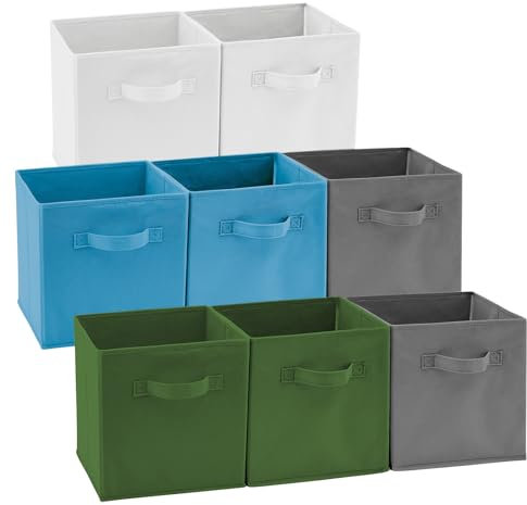 EZOWare Aufbewahrungskörbe Faltbare Würfel-Aufbewahrungsboxen, 8er-Set, Faltbare Aufbewahrungsbox für Kleinkinder, Kinderzimmer, Zuhause, 26,7x26,7x28cm / Dunkles