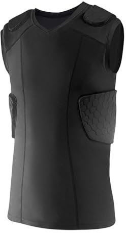 Topeter Chaleco protector de costillas, camiseta interior de protección deportiva con costilla, hombros y espalda, acolchado de impacto portectivo, talla XL