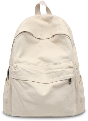 Boziee Canvas Rucksack Damen Daypacks Cityrucksack Rucksäcke Rucksackhandtaschen Schulrucksack für Damen Mädchen Teenager Schule Travel Arbeit Alltage Unisex (Beige)
