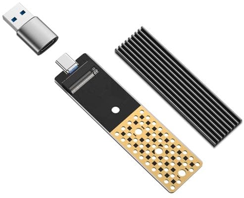 ANYOYO NVMe Enclosure, 20Gbps SSD to USB Adapter, M.2 NVMe SSD Adapter Compatible with M-Key & B+M Key Support SSD Size 2242 2260 2280 Aluminum Alloy Shell with USB-A to C Apater
