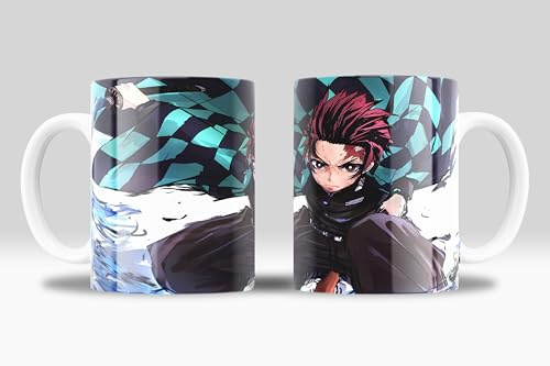 newseny Demon Slayer Taza regalo para fans anime manga de Kimetsu no Yaiba Tanjiro | Cerámica 355ml (Tanjiro Azul)