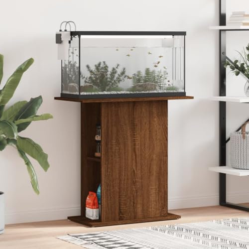 IKAYAA Aquarium Unterschrank Braun Eichen-Optik, Aquariumständer für Aquarien, Aquarienschrank, Aquarium Tisch Holzwerkstoff 75x36x72,5 cm