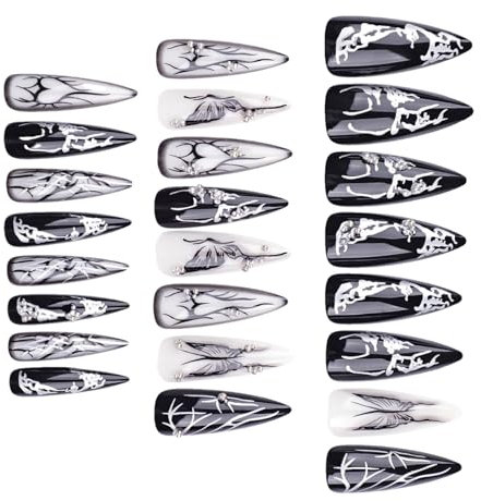 Teksome Halloween Punk False Nail - Art Punk Horror Wearing Nail,Halloween Nail Stickers Decals for Men, Women, Adults, Friends, All Ages