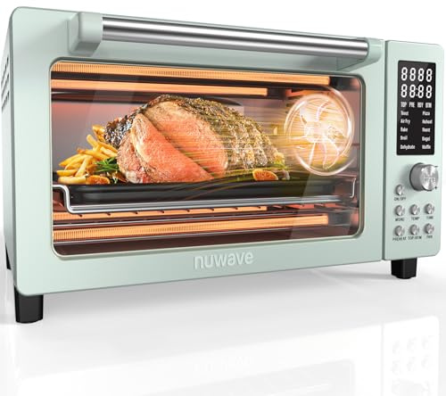 Nuwave Bravo Pro Smart Air Fryer Toaster Ofen Combo, Airfryer Konvektionsofen Arbeitsplatte, 12-in-1-Funktionen mit schnellerer & gleichmäßiger knackiger Technologie, 1800W, 10.0-232.2 °C, PFAS-frei