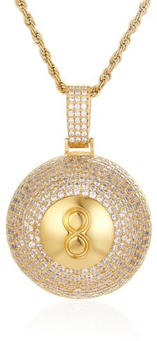 Herren Halskette Silber Kreuz Halskette personalisiert Hip Hop 5a cz Stone Bling Eiszahl 8 Tischtennis Ball Anhänger Halsketten für Männer Rapper Schmuck Gold Silber Farbe das Geschenk