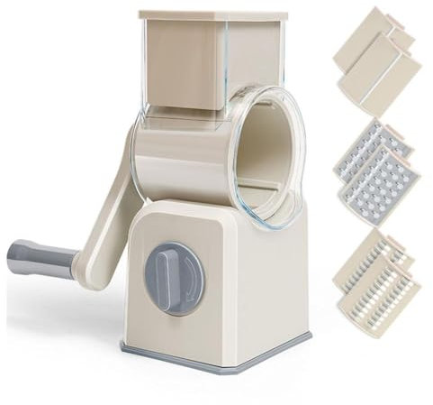 5 In 1 Rotary Cheese Grater Vegetable Slicer, Rotary Cheese Grater With Handle, Dicer, Multifunctional Veget Chopper And Veg