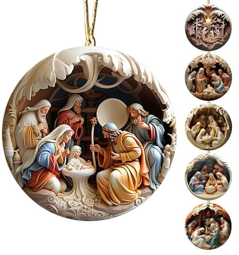 Mini-Weihnachtskrippe - Jesus-Krippen-Ornament Für Weihnachten | Geburt-Jesu-Figur, Religiöses Weihnachtsbaum-Ornament, Heilige Familie Krippendekoration, Christliche Krippenfiguren Für Zuhause