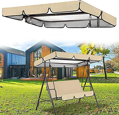 Gartenschaukelsitz-Überdachung, Ersatz, wasserdicht, Sonnenschutz, Dach für Outdoor-Schaukelliege, UV-beständig, Beige, 164 x 114 x 15 cm