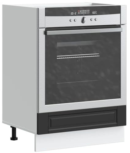 Brokky-Oven Cabinet Porto Black Engineered Wood|Kitchen Base Oven Cabinet,Base Kitchen Unit