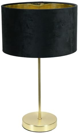 ValueLights | Charlie Gold Stem Table Lamp with Black Velvet & Gold Inner Shade & Warm White Bulb | Table Lamps, Home Décor & Improvement Essential