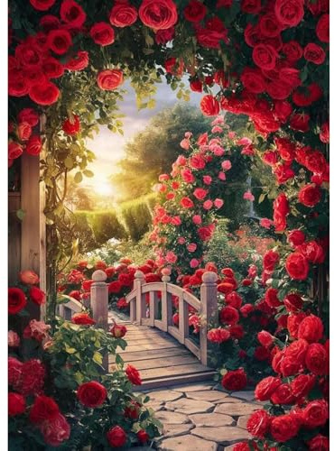 GHHKUD Flowers Garden Diamond Painting Kits for Adults, 5D DIY Full Drill Diamond Gem Art Stitch, DIY Canvas Painting Pictures, 30 x 40CM