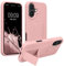 kwmobile Coque Compatible avec Apple iPhone 16 - Housse avec Support Doigt en TPU Silicone - Protection avec Fonction Support Rose Ancien