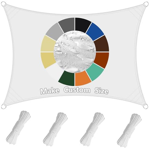 Sichtschutz Sonnensegel Wasserdicht Rechteck 1.8x2M, 98% UV-Schutz Reißfest & Wetterfest, PES Polyester, Viele Längen und Breiten Zur Auswahl inkl Befestigungsseile für Terrasse und Garten Weiß