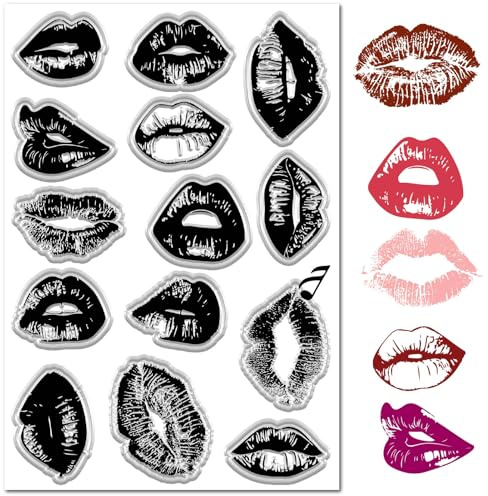 craspire Transparente Lippenstempel Zum Gestalten von Karten Kusszeichen Liebe Valentinstag Gummi Pentagramm Silikon Wiederverwendbar Transparente Siegel Für Geschenke DIY Scrapbooking Prägung Album