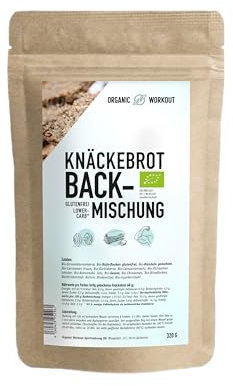 LOWER-CARB-KNÄCKEBROT Backmischung – Bio, vegan, glutenfrei, Eiweiss-Brot-Alternative, Lebensmittel ohne Getreide, lactosefrei, keto, Organic Workou (1er, kernig)