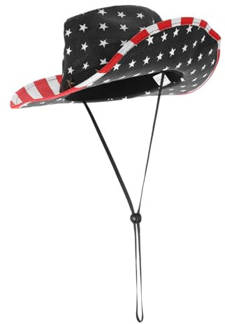 Toyvian Denim Cowboy Mütze mit Feiner Verarbeitung und Verstellbarem Umfang 56-60cm für Patriotische Partys und Unabhängigkeitstag Feierlichkeiten