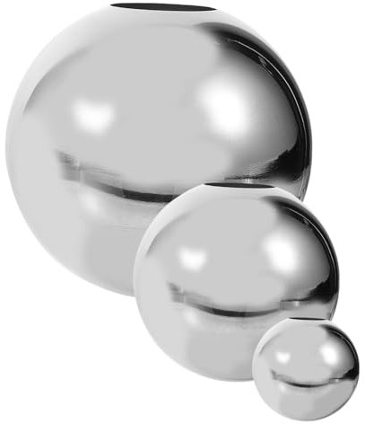 NULYLU 3 Stück Stainless Steel Gartenkugel Reflektierende Hohlkugel für Garten Deko Teiliges Tischmittelpunkt für Fotografie