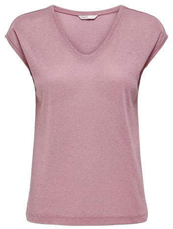 ONLY Onlsilvery S/S V Neck Lurex Top JRS Noos