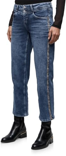 Street One Damen Straight Leg Jeans mit Tape 3717195