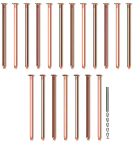 Bosiyrggrl 25Pcs Copper Nails, 3.14 Inch Long Pure Copper Nails Bulk with Drill Bit, Remove Stake Nails Hardware Nails for Trees