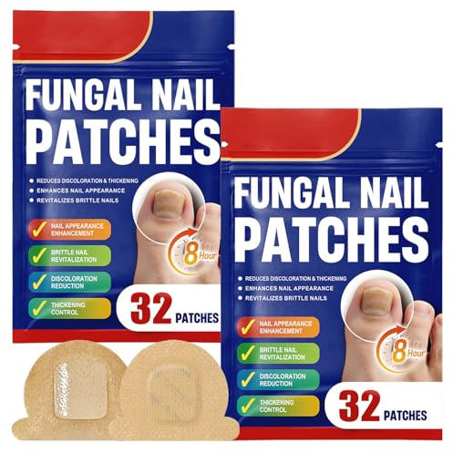 64 PCS Fungal Nail Patches for Toenails Anti-Fungal and Toenail Treatment Strong Fungal Nail Treatment Plasters Reduces discoloration & thickness and revitalizes brittle nails